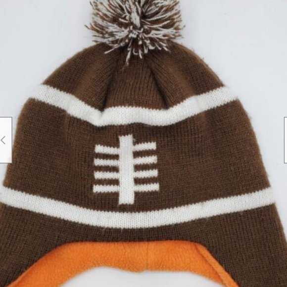 Capelli NY Trapper Hat Kids Beanie Winter Brown White Tassels Orange Lining S/M - Picture 3 of 6